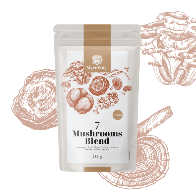 Mešanica izvlečkov sedmih gob v prahu