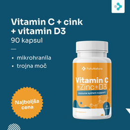 Vitamin C + cink + vitamin D3, 90 kapsul