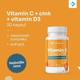 Vitamin C + cink + vitamin D3, 30 kapsul