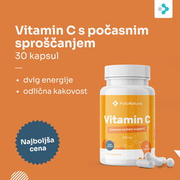 Vitamin C s počasnim sproščanjem, 30 kapsul