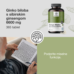 3x Ginko biloba s sibirskim ginsengom 6600 mg, skupaj 1095 tablet