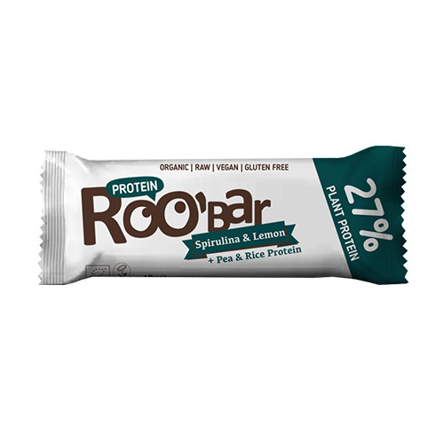 BIO Roobar proteinska ploščica – spirulina & limona