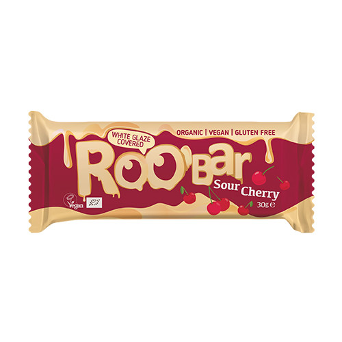 BIO Roobar veganska ploščica – višnja & bela glazura