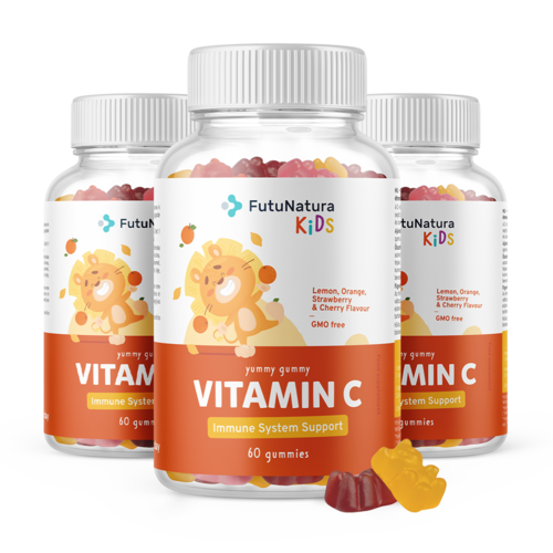 3x VITAMIN C – Gumiji za otroke z vitaminom C, skupaj 180 gumi bonbonov
