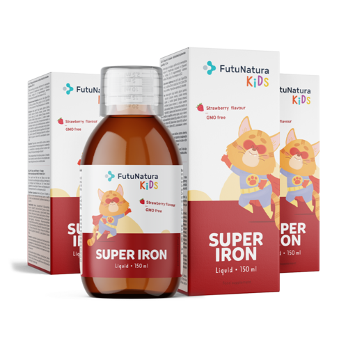3x Super Iron: Železo + B vitamini – Tekoče prehransko dopolnilo za otroke, skupaj 450 ml