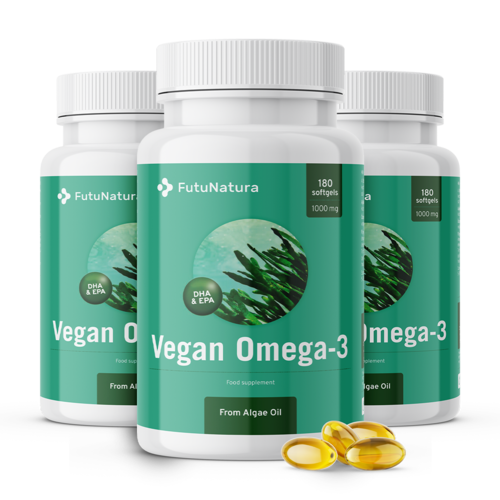 3x Veganska omega-3 iz alg 1000 mg, skupaj 540 mehkih kapsul