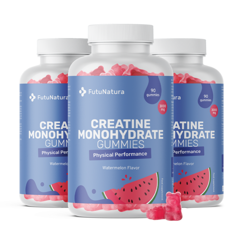 3x Kreatin monohidrat 3000 mg – lubenica, skupaj 270 gumi bonbonov