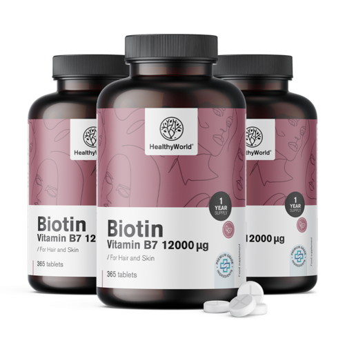 3x Biotin 12000 µg, skupaj 1095 tablet
