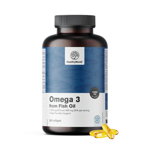 Omega-3 1000 mg – iz ribjega olja, 365 mehkih kapsul