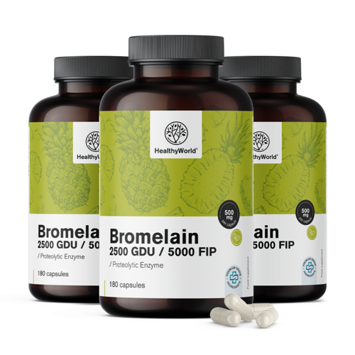 3x Bromelain 500 mg, skupaj 540 kapsul