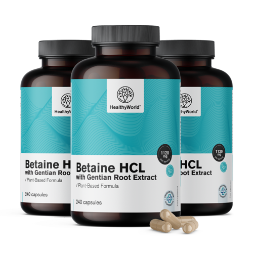 3x Betain HCL 1120 mg, skupaj 720 kapsul