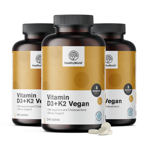 3x Veganska vitamina D3+K2, skupaj 720 tablet