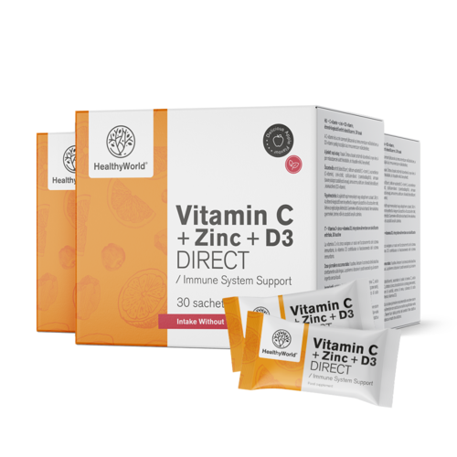 3x Vitamin C 500 + Cink + D3 DIRECT, skupaj 90 vrečk