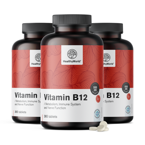 3x Vitamin B12 500 µg, skupaj 1095 tablet