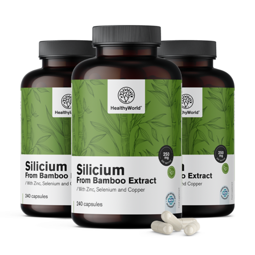 3x Silicij 250 mg – iz izvlečka bambusa, skupaj 720 kapsul