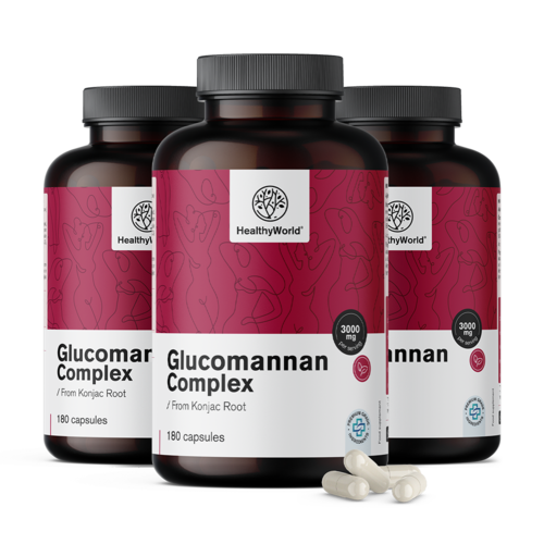 3x Glukomanan kompleks 3000 mg, skupaj 540 kapsul