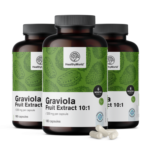 3x Graviola 200 mg – izvleček 10:1, skupaj 540 kapsul