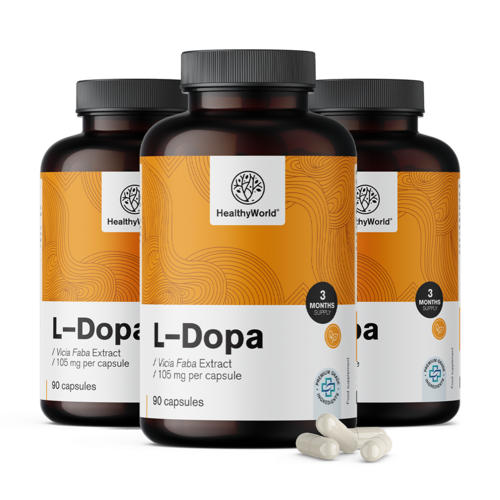 3x L-dopa 105 mg – iz izvlečka boba, skupaj 270 kapsul