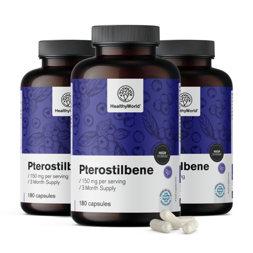3x Pterostilbene 150 mg, skupaj 540 kapsul