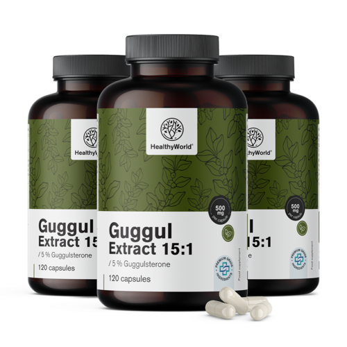 3x Guggul 500 mg – izvleček 15:1, skupaj 360 kapsul