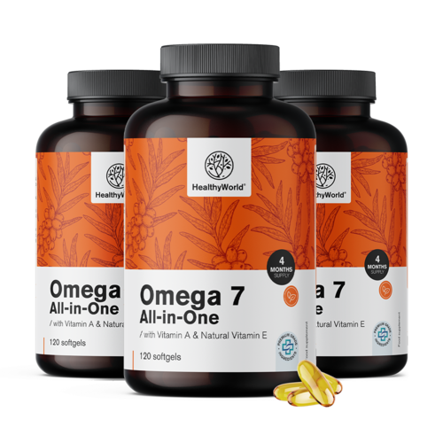 3x Omega-7 All-in-One, skupaj 360 mehkih kapsul