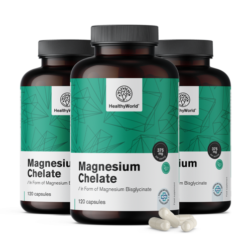 3x Magnezijev kelat 375 mg, skupaj 360 kapsul