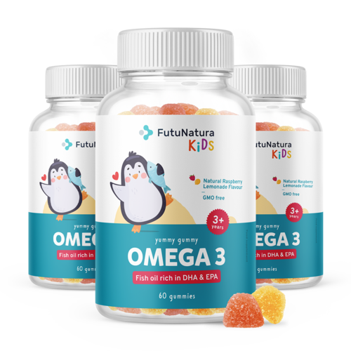 3x OMEGA-3 – Gumiji za otroke, skupaj 180 gumi bonbonov