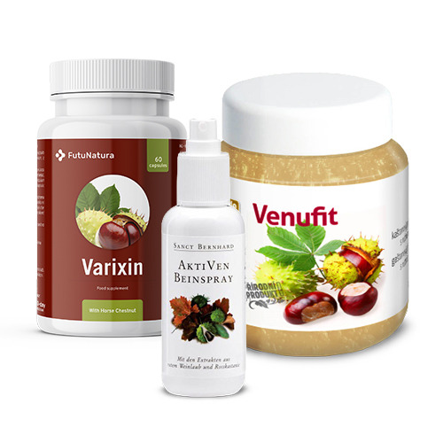 Lahke noge: Varixin + Sprej za utrujene noge + Kostanjev gel, komplet