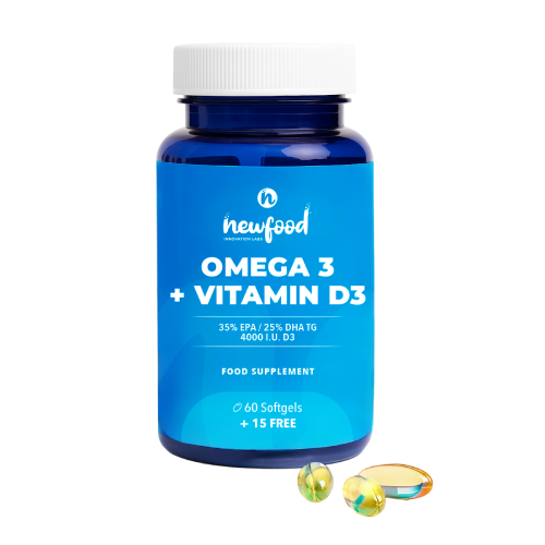 Omega 3 + vitamin D3, 60 kapsul