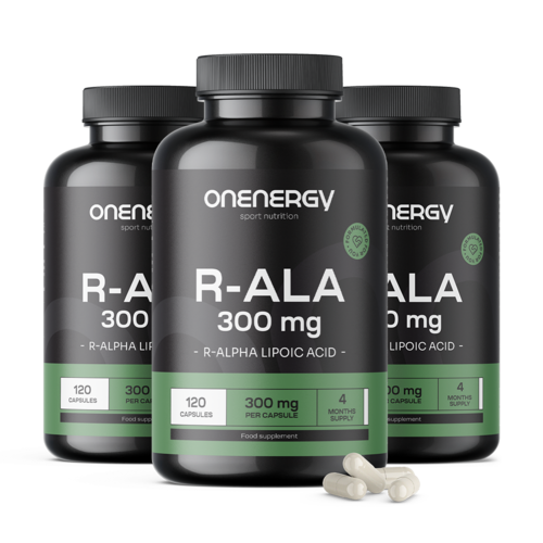 3x R-ALA – R-alfa lipoična kislina 300 mg, skupaj 360 kapsul