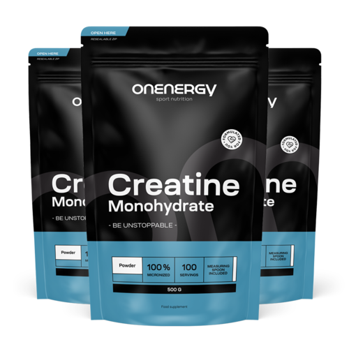 3x 100 % kreatin monohidrat v prahu, skupaj 1500 g