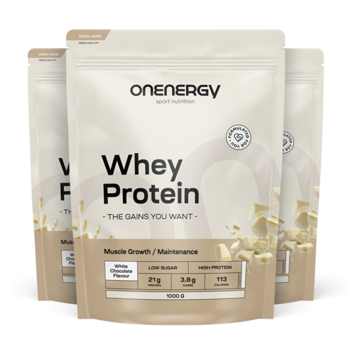 3x Whey proteini iz sirotke – bela čokolada, skupaj 3000 g