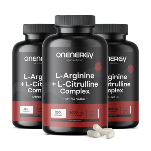 3x L-arginin + L-citrulin kompleks 3000 mg, skupaj 750 kapsul