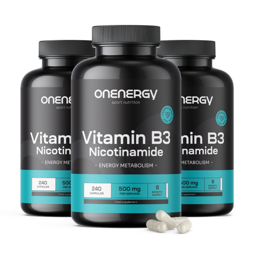 3x Vitamin B3 500 mg – nikotinamid, skupaj 720 kapsul