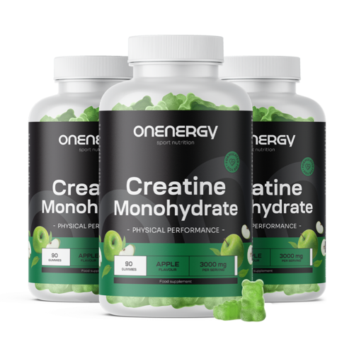 3x Kreatin monohidrat 3000 mg – jabolko, skupaj 270 gumi bonbonov