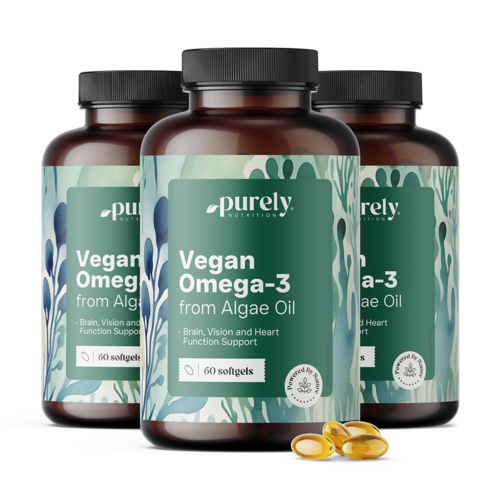 3x Veganska omega-3 1000 mg – iz alg, skupaj 180 mehkih kapsul