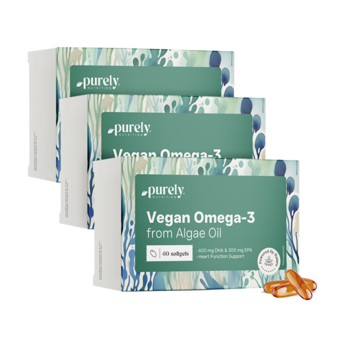 3x Veganska omega-3 1100 mg – iz alg, skupaj 180 mehkih kapsul