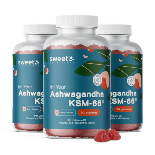 3x Ašvaganda KSM-66 300 mg, skupaj 270 gumi bonbonov