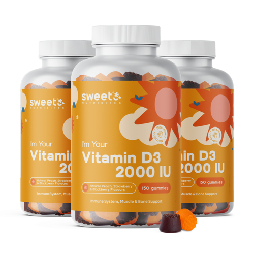 3x Vitamin D3 2000 i.e., skupaj 450 gumi bonbonov