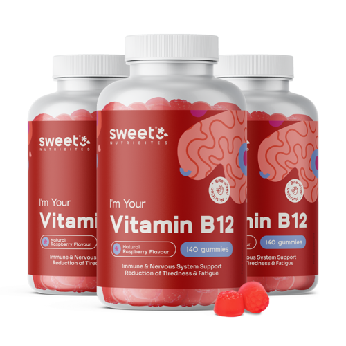 3x Vitamin B12 500 µg, skupaj 420 gumi bonbonov