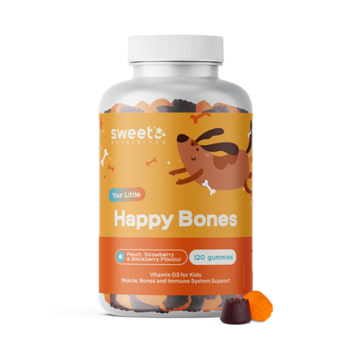 Happy Bones – gumiji za otroke z vitaminom D3, 120 gumi bonbonov
