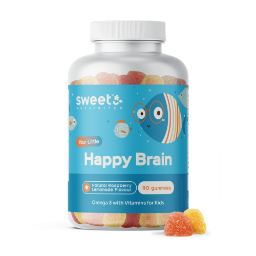 Happy Brain – gumiji za otroke z omega-3 maščobnimi kislinami, 90 gumi bonbonov