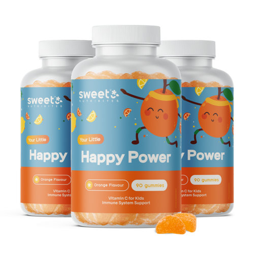 3x Happy Power – gumiji za otroke z vitaminom C, skupaj 270 gumi bonbonov