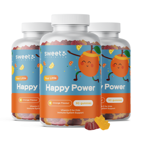 3x Happy Power – gumiji za otroke z vitaminom C, skupaj 270 gumi bonbonov